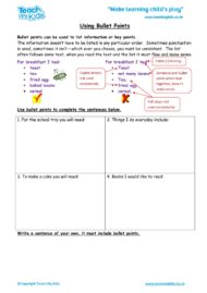Worksheets for kids - using-bullet-points